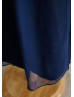 Boho Beach Navy Blue Chiffon Slit Back Knee Length Flower Girl Dress 